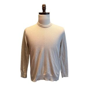 BONOBOS Crew Neck Sweater Beige Size Medium Cotton Cashmere Pullover